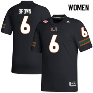 Women Damari Brown Black University of Miami College Football #6 Jersey 910942-577