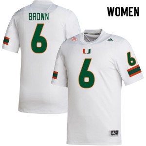 Women Damari Brown White Miami College Football #6 Jersey 247444-192