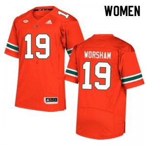 Women Dazalin Worsham Orange Miami College Football #19 Jersey 924961-509