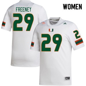 Women Demetrius Freeney White Hurricanes College Football #29 Jersey 999277-310