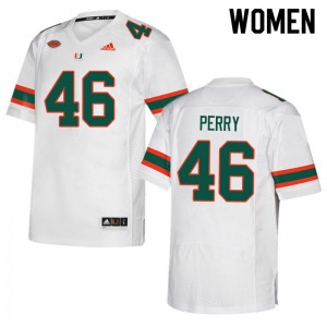 Women Devon Perry White Miami Hurricanes College Football #46 Jersey 344975-494