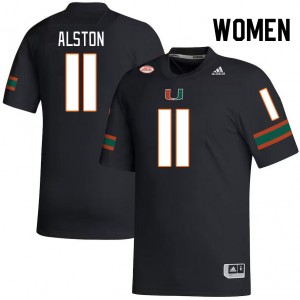 Women Elijah Alston Black University of Miami College Football #11 Jersey 128581-267