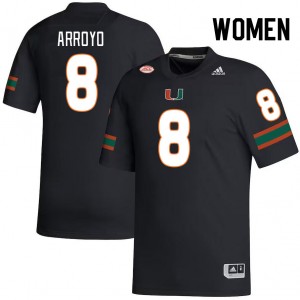 Women Elijah Arroyo Black Miami Hurricanes College Football #8 Jersey 605287-828