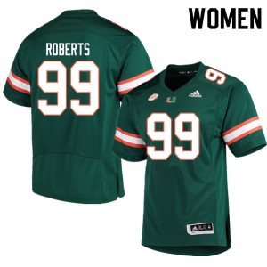 Women Elijah Roberts Green Hurricanes College Football #99 Jersey 955759-747