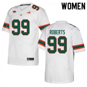 Women Elijah Roberts White Miami College Football #99 Jersey 126865-906