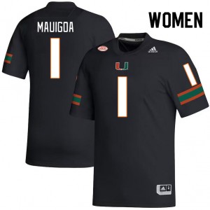 Women Francisco Mauigoa Black Miami Hurricanes College Football #1 Jersey 788001-154
