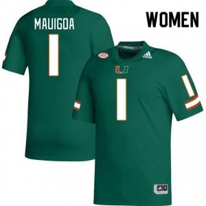 Women Francisco Mauigoa Green Hurricanes College Football #1 Jersey 190251-259