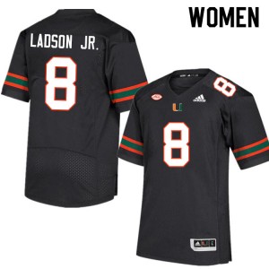 Women Frank Ladson Jr. Black University of Miami College Football #8 Jersey 285223-509