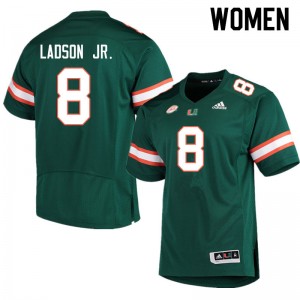 Women Frank Ladson Jr. Green Hurricanes College Football #8 Jersey 417262-145