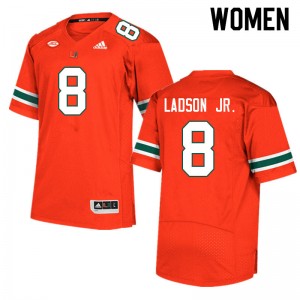 Women Frank Ladson Jr. Orange Miami Hurricanes College Football #8 Jersey 346786-684