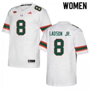Women Frank Ladson Jr. White Miami Hurricanes College Football #8 Jersey 839533-324