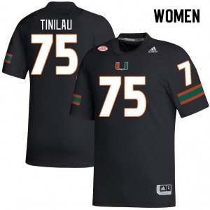 Women Frankie Tinilau Black Miami College Football #75 Jersey 792806-136
