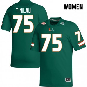 Women Frankie Tinilau Green Miami College Football #75 Jersey 546201-675