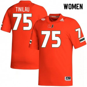 Women Frankie Tinilau Orange Hurricanes College Football #75 Jersey 416191-236