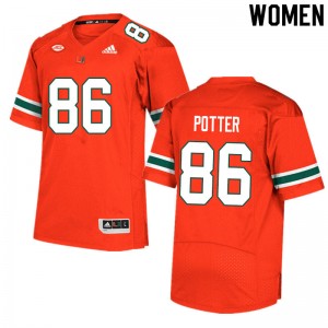 Women Fred Potter Orange Miami College Football #86 Jersey 166071-596