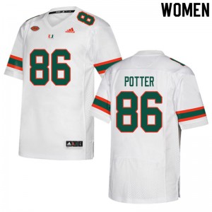 Women Fred Potter White Hurricanes College Football #86 Jersey 908476-243