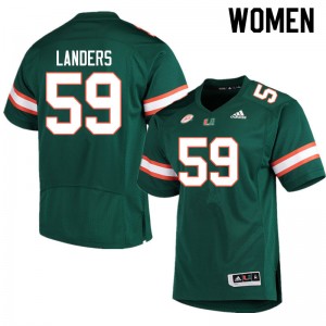 Women Gabe Landers Green University of Miami College Football #59 Jersey 863062-556