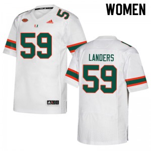 Women Gabe Landers White Hurricanes College Football #59 Jersey 681452-755