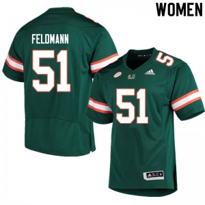 Women Graden Feldmann Green Hurricanes College Football #51 Jersey 863415-267