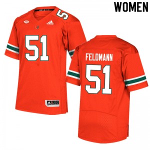 Women Graden Feldmann Orange Miami Hurricanes College Football #51 Jersey 694479-467