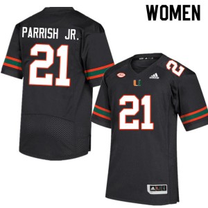 Women Henry Parrish Jr. Black Miami College Football #21 Jersey 640644-921