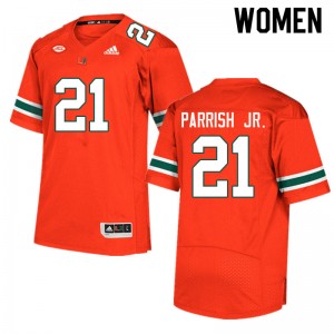 Women Henry Parrish Jr. Orange Miami College Football #21 Jersey 938094-907