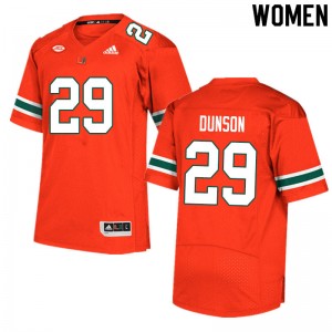 Women Isaiah Dunson Orange Miami College Football #29 Jersey 597893-109