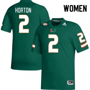 Women Isaiah Horton Green Miami College Football #2 Jersey 696153-527
