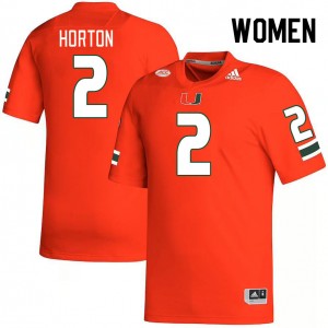 Women Isaiah Horton Orange Miami College Football #2 Jersey 295687-469