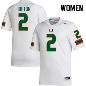 Women Isaiah Horton White Hurricanes College Football #2 Jersey 895775-694