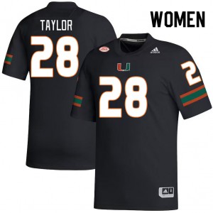 Women Isaiah Taylor Black Miami College Football #28 Jersey 948694-471
