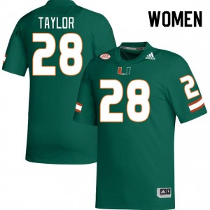 Women Isaiah Taylor Green Miami Hurricanes College Football #28 Jersey 918916-402