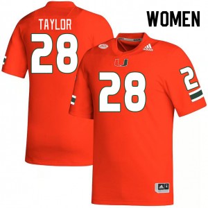 Women Isaiah Taylor Orange Miami College Football #28 Jersey 240182-929