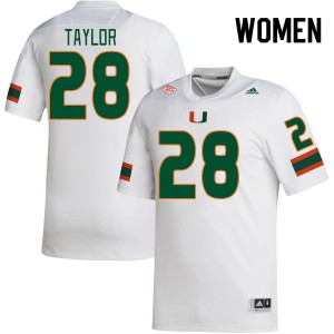 Women Isaiah Taylor White Miami College Football #28 Jersey 817478-418
