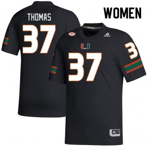 Women Isaiah Thomas Black Miami Hurricanes College Football #37 Jersey 306025-849