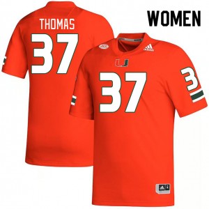 Women Isaiah Thomas Orange Miami Hurricanes College Football #37 Jersey 412670-434