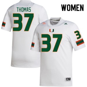 Women Isaiah Thomas White Hurricanes College Football #37 Jersey 946991-134