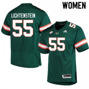 Women Jacob Lichtenstein Green Miami College Football #55 Jersey 332450-431