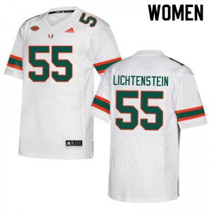 Women Jacob Lichtenstein White Miami College Football #55 Jersey 811317-963