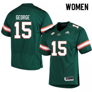 Women Jacolby George Green University of Miami College Football #15 Jersey 732144-489