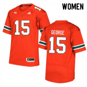 Women Jacolby George Orange Hurricanes College Football #15 Jersey 792426-237