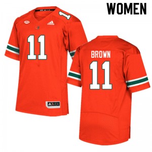 Women Jacurri Brown Orange Miami Hurricanes College Football #11 Jersey 952936-937