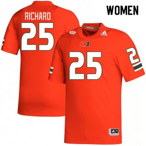 Women Jadais Richard Orange Hurricanes College Football #25 Jersey 719252-396