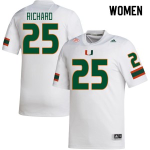 Women Jadais Richard White Miami Hurricanes College Football #25 Jersey 816006-713