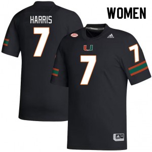 Women Jaden Harris Black University of Miami College Football #7 Jersey 571440-252