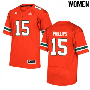 Women Jaelan Phillips Orange Miami Hurricanes College Football #15 Jersey 662334-723