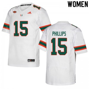 Women Jaelan Phillips White Miami College Football #15 Jersey 857898-408