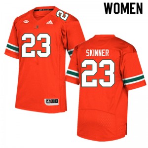Women Jaleel Skinner Orange Miami Hurricanes College Football #23 Jersey 536488-863