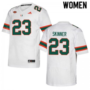 Women Jaleel Skinner White Miami Hurricanes College Football #23 Jersey 600367-689