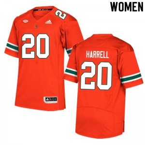Women Jalen Harrell Orange Miami College Football #20 Jersey 923342-522